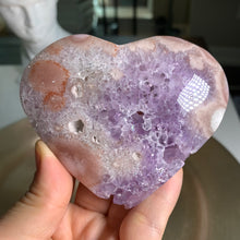 Load image into Gallery viewer, High quality - druzy pink amethyst druzy heart flower agate druzy heart