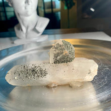 Load image into Gallery viewer, Rare - self stand pyrite on quartz cluster pyrite with clear quartz 06