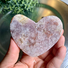 Load image into Gallery viewer, Pink amethyst druzy moon pink amethyst heart druzy pink amethyst
