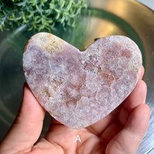 Load image into Gallery viewer, Pink amethyst druzy moon pink amethyst heart druzy pink amethyst