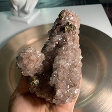 Load image into Gallery viewer, Rare - diamond calcite with chalcopyrite on quartz