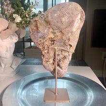Load image into Gallery viewer, High quality pink amethyst druzy slab pink amethyst slice on stand
