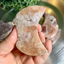 Load image into Gallery viewer, Pink amethyst druzy moon pink amethyst heart druzy pink amethyst