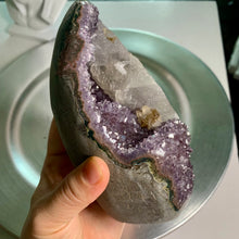 Load image into Gallery viewer, Rare - purple amethyst base / rainbow amethyst with calcite / calcite rainbow amethyst cut base