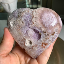 Load image into Gallery viewer, Top quality - pink amethyst druzy heart flower agate heart