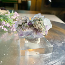Load image into Gallery viewer, Light blue Yaogangxian fluorite with black rutile and rainbow 07