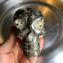 Load image into Gallery viewer, Large pyrite skull druzy pyrite skull