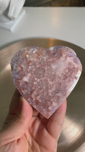 Load and play video in Gallery viewer, High quality - pink amethyst heart flower agate heart