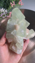 Load and play video in Gallery viewer, Rare - Cubic green apophyllite with pink stilbite 01