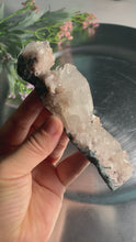 Load and play video in Gallery viewer, Diamond apophyllite with stilbite on pink calcedony / apophyllite cluster 02
