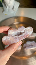 Load and play video in Gallery viewer, Top quality - pink flower agate clouds with druzy