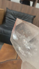 Load and play video in Gallery viewer, Lemurian Quartz Cluster with Pink hematites : Heart Chakra Healing Crystal for Spiritual Growth and Meditation