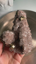 Load and play video in Gallery viewer, Rare - diamond calcite with chalcopyrite on quartz