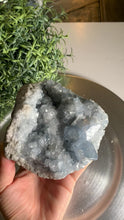 Load and play video in Gallery viewer, High quality gemmy blue celestite cluster / celestite geode