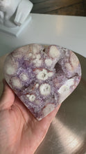 Load and play video in Gallery viewer, High quality - pink amethyst heart flower agate heart