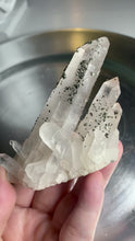 Load and play video in Gallery viewer, Rare - pyrite on quartz cluster pyrote with clear quartz 04
