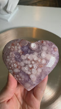 Load and play video in Gallery viewer, High quality - pink amethyst flower agate heart