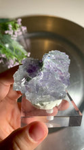 Load and play video in Gallery viewer, Light blue Yaogangxian fluorite with black rutile and rainbow 07
