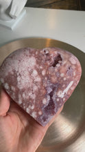 Load and play video in Gallery viewer, Top quality - pink amethyst flower agate druzy heart