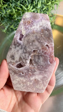 Load and play video in Gallery viewer, Pink amethyst coffin carving druzy pink amethyst carving