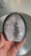 Load and play video in Gallery viewer, Rare - druzy agate tower with rainbow and nice bending on skin / rainbow amethyst tower
