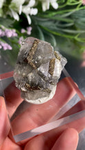 Load and play video in Gallery viewer, Rare - Benz calcite / Mercedes calcite with pyrite 03