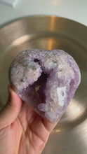 Load and play video in Gallery viewer, Top quality - pink amethyst druzy heart flower agate heart