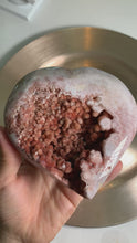 Load and play video in Gallery viewer, Top quality - sparkling druzy pink amethyst flower agate heart