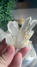 Load and play video in Gallery viewer, Rare - pyrite on quartz cluster pyrite with clear quartz cluster 09