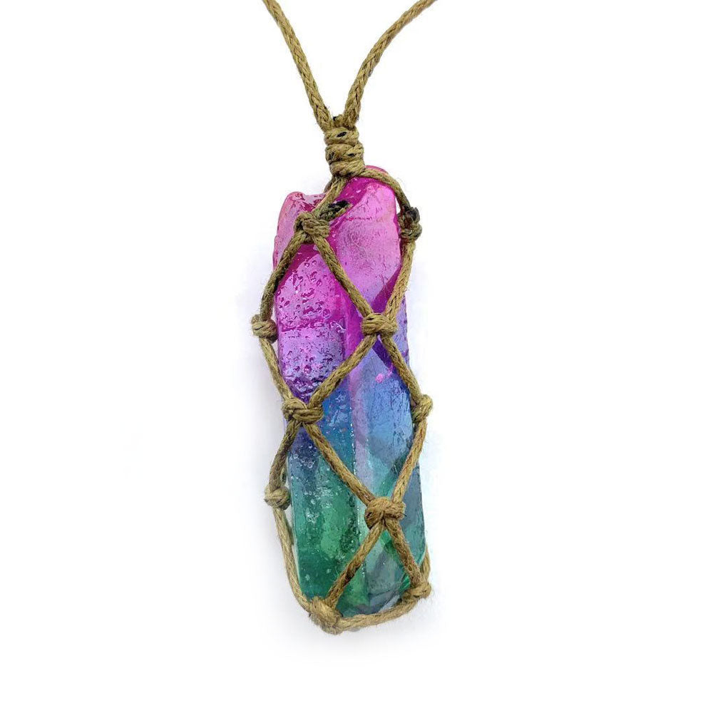Tree of life rainbow crystal necklace