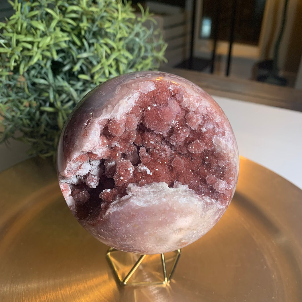 Rare - high quality pink amethyst reddish druzy sphere