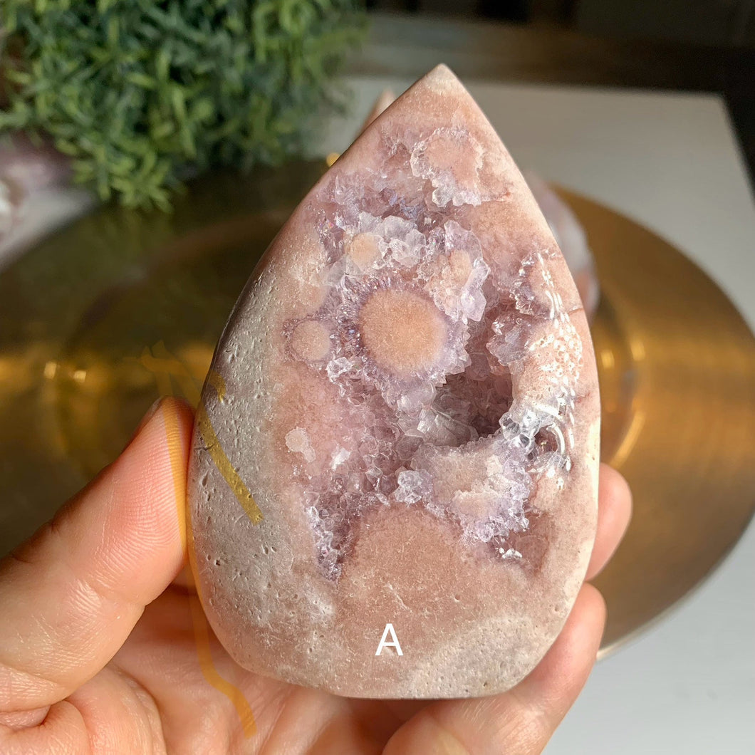 Rare - top quality pink amethyst flame / druzy pink amethyst flame