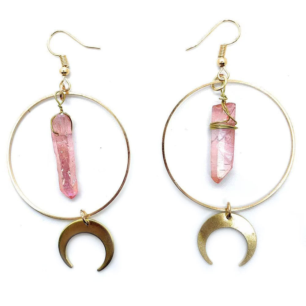 Natural pink crystal earrings
