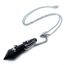 Load image into Gallery viewer, Silver color dragon crystal necklace