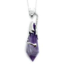 Load image into Gallery viewer, Silver color dragon crystal necklace