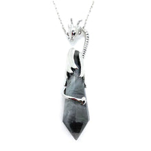 Load image into Gallery viewer, Silver color dragon crystal necklace