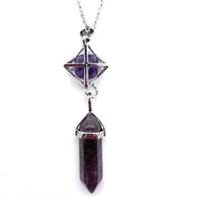Load image into Gallery viewer, Natural crystal  Hexagram hexagonal Pendant Necklace