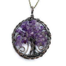 Load image into Gallery viewer, Natural crystal tree of life pendant necklace