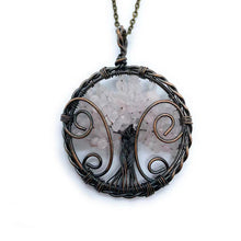 Load image into Gallery viewer, Natural crystal tree of life pendant necklace