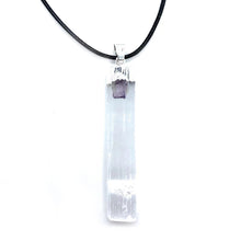 Load image into Gallery viewer, Selenite raw stone natural amethyst cluster necklace