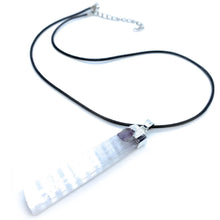 Load image into Gallery viewer, Selenite raw stone natural amethyst cluster necklace