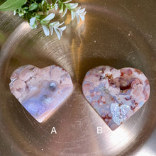 Load image into Gallery viewer, Top quality - pink flower agate heart / druzy pink flower agate heart
