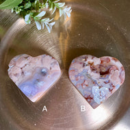 Top quality - pink flower agate heart / druzy pink flower agate heart
