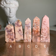 High quality - pink amethyst flower agate tower/ point