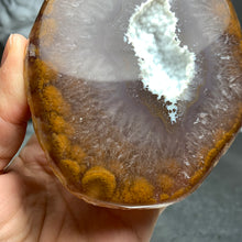 Load image into Gallery viewer, Top quality - brown color Brazilian agate geode with druzy in the middle
