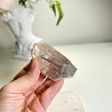 Load image into Gallery viewer, Steel Silver Rutilated Quartz Crystal Point | Coarse Rutile Inclusions | Natural Rutilated Quartz Specimen | Mineral Display
