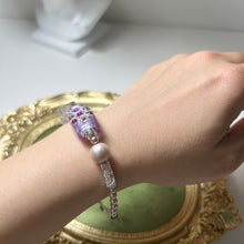 Load image into Gallery viewer, Wisteria Bloom Bracelet | Lampwork Glass &amp; Freshwater Baroque Pearl Bracelet | Czech Glass Beads | Handmade Artisan Jewelry
