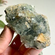 Load image into Gallery viewer, Glassy Green Fluorite on Matrix with Pyrolusite | Natural Mineral Specimen | Collector Display Stone

