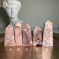 High quality- pink amethyst flower agate tower /point