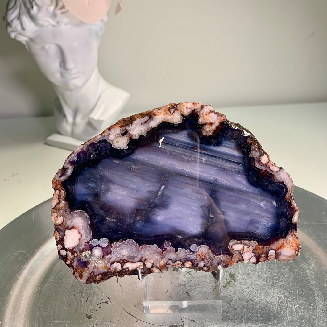 High quality - blue flower agate slab / slice (natural color)